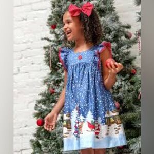Eleanor Rose | Santa’s Workshop Dress | Blue Multi | 12–18 Months